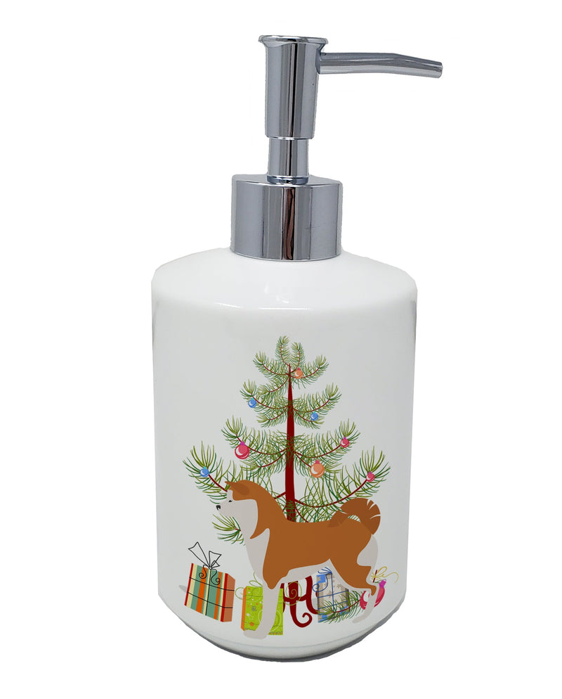 Akita Merry Christmas Tree Ceramic Soap Dispenser