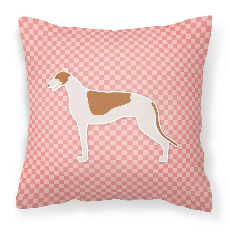 Greyhound Checkerboard Pink Fabric Decorative Pillow BB3605PW1818