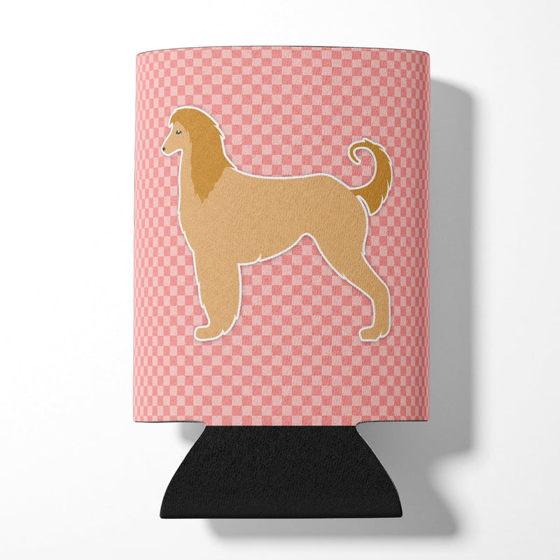 Afghan Hound Checkerboard Pink Can or Bottle Hugger BB3606CC