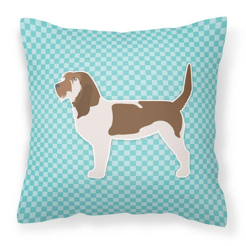 Grand Basset Griffon Vendeen  Checkerboard Blue Fabric Decorative Pillow BB3690PW1818