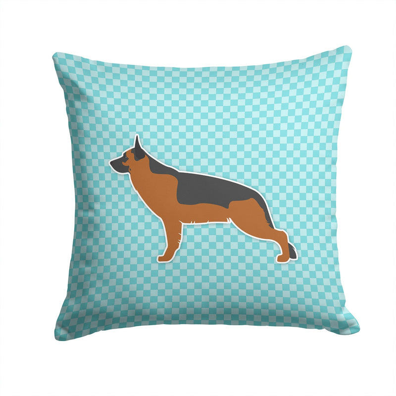 German Shepherd Checkerboard Blue Fabric Decorative Pillow BB3724PW1414