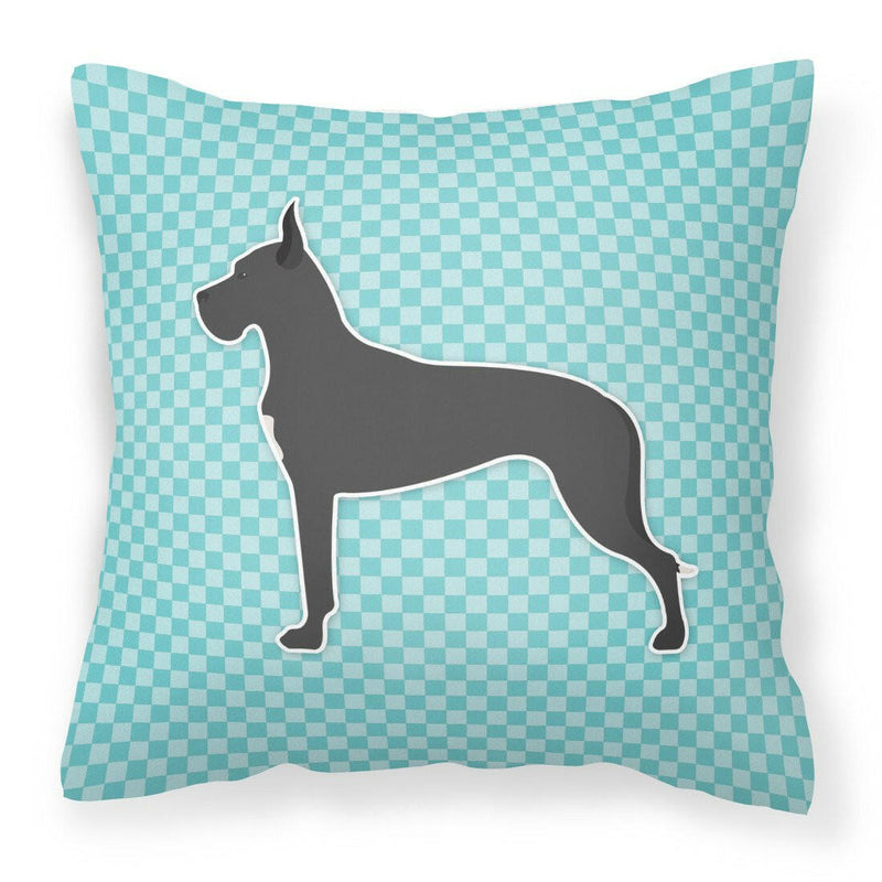 Great Dane Checkerboard Blue Fabric Decorative Pillow BB3775PW1818