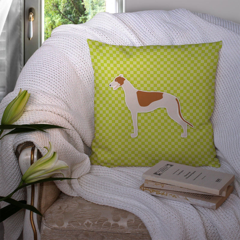 Greyhound Checkerboard Green Fabric Decorative Pillow BB3805PW1414