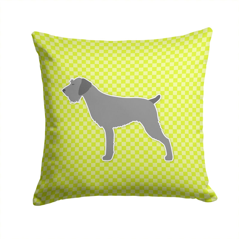 German Wirehaired Pointer Checkerboard Green Fabric Decorative Pillow BB3811PW1414