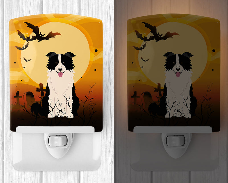 Halloween Border Collie Black White Ceramic Night Light BB4384CNL