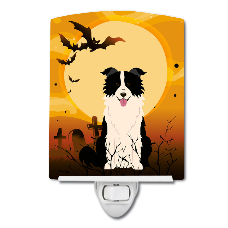 Halloween Border Collie Black White Ceramic Night Light BB4384CNL