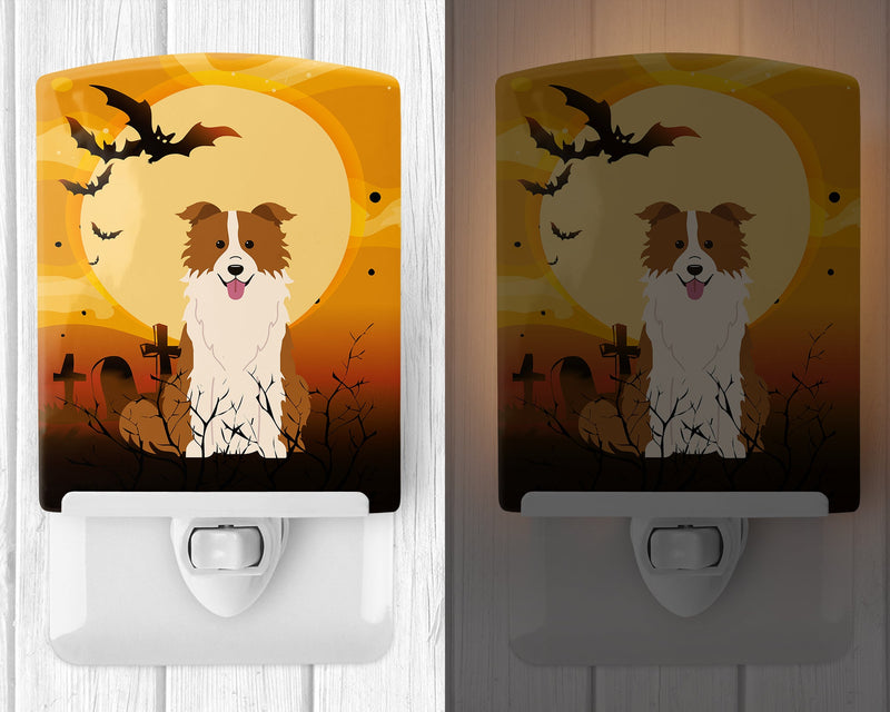 Halloween Border Collie Red White Ceramic Night Light BB4385CNL