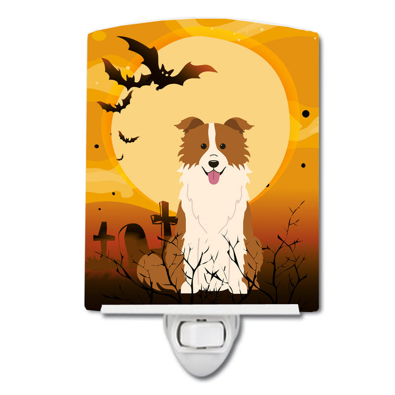 Halloween Border Collie Red White Ceramic Night Light BB4385CNL