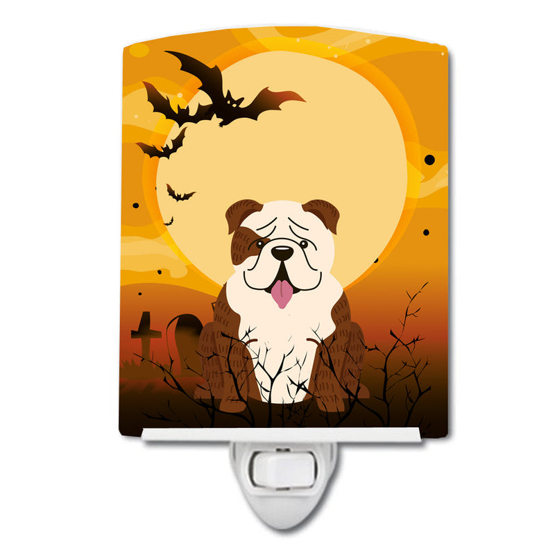 Halloween English Bulldog Brindle White Ceramic Night Light BB4387CNL