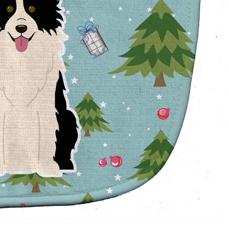 Christmas Border Collie Black White Baby Bib BB4778BIB