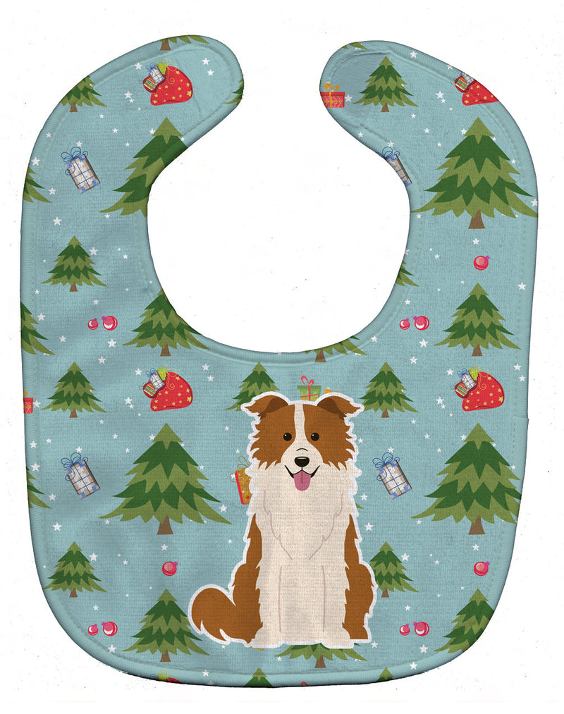 Christmas Border Collie Red White Baby Bib BB4779BIB