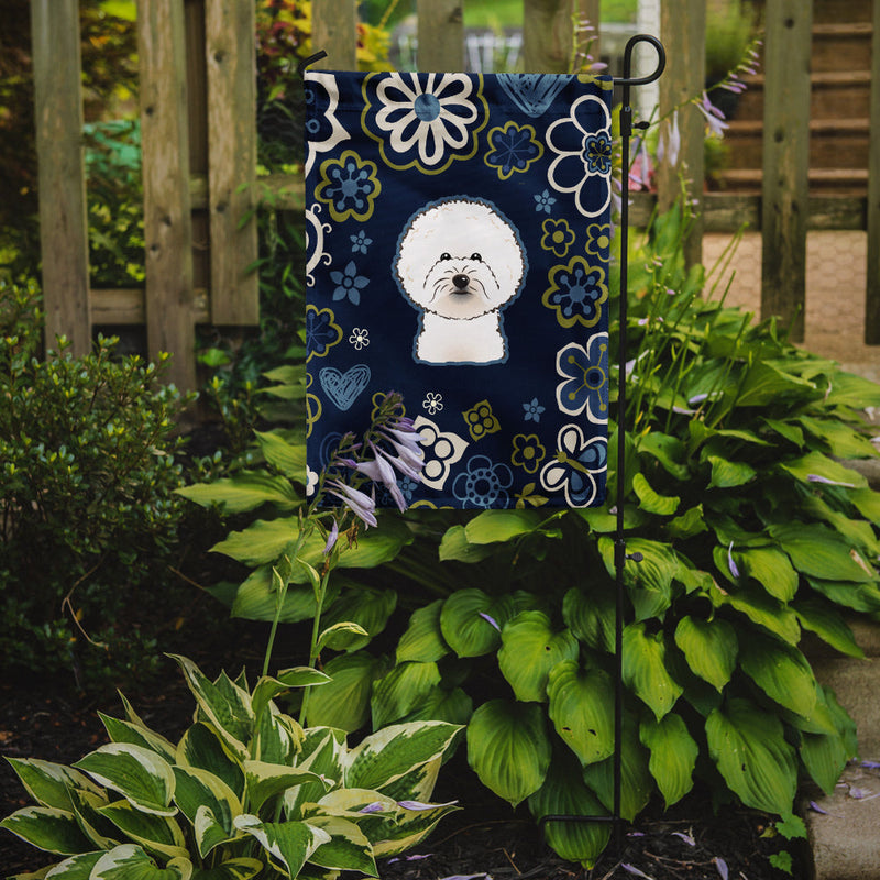 Blue Flowers Bichon Frise Flag Garden Size BB5068GF