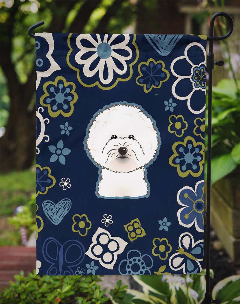 Blue Flowers Bichon Frise Flag Garden Size BB5068GF