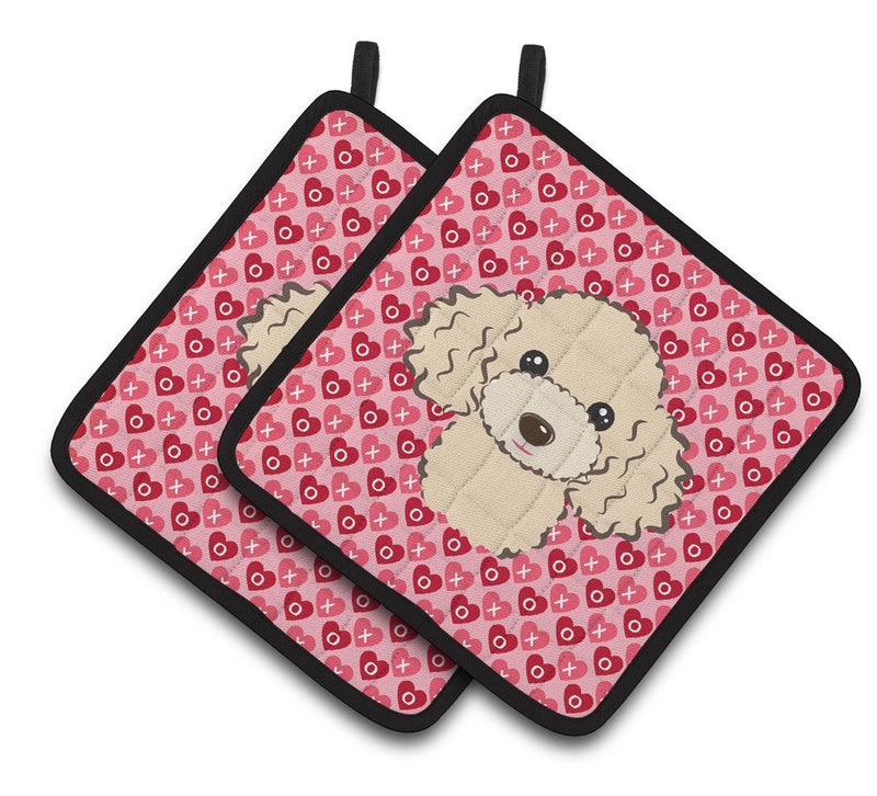 Buff Poodle Hearts Pair of Pot Holders BB5328PTHD