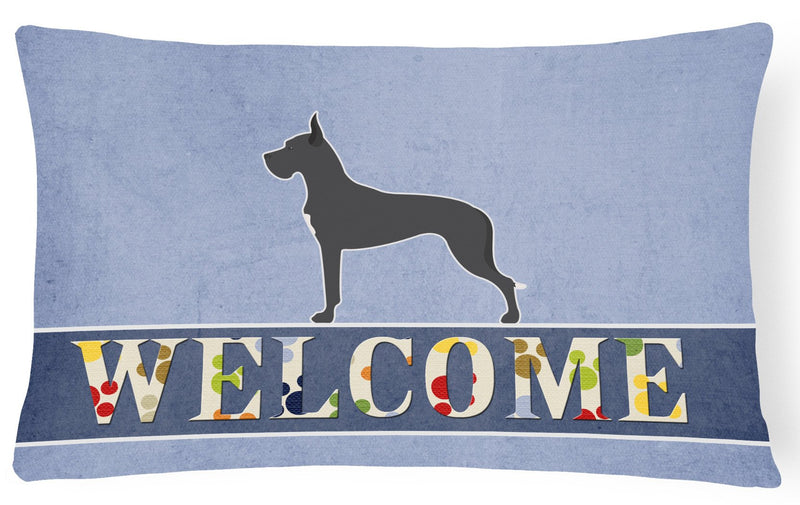 Great Dane Welcome Canvas Fabric Decorative Pillow BB5579PW1216