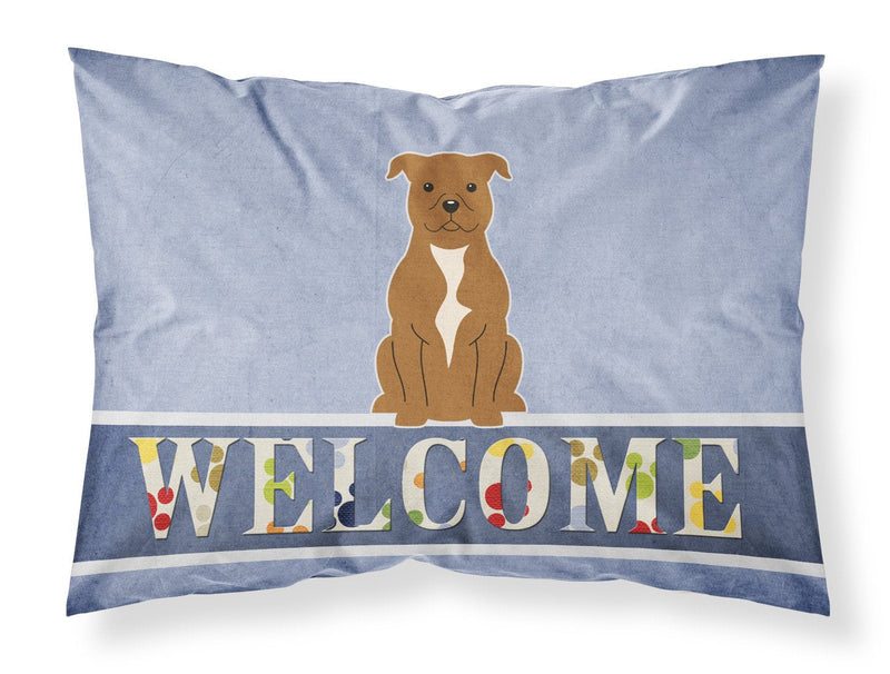 Staffordshire Bull Terrier Brown Welcome Fabric Standard Pillowcase BB5628PILLOWCASE