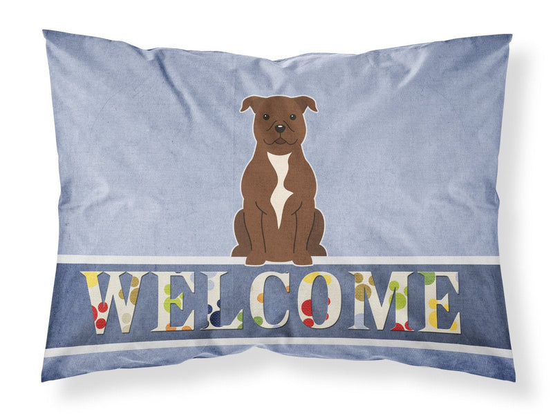 Staffordshire Bull Terrier Chocolate Welcome Fabric Standard Pillowcase BB5629PILLOWCASE