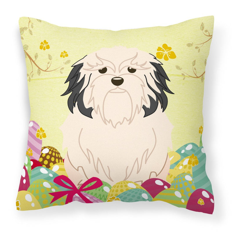 Easter Eggs Lowchen Fabric Decorative Pillow BB6019PW1818