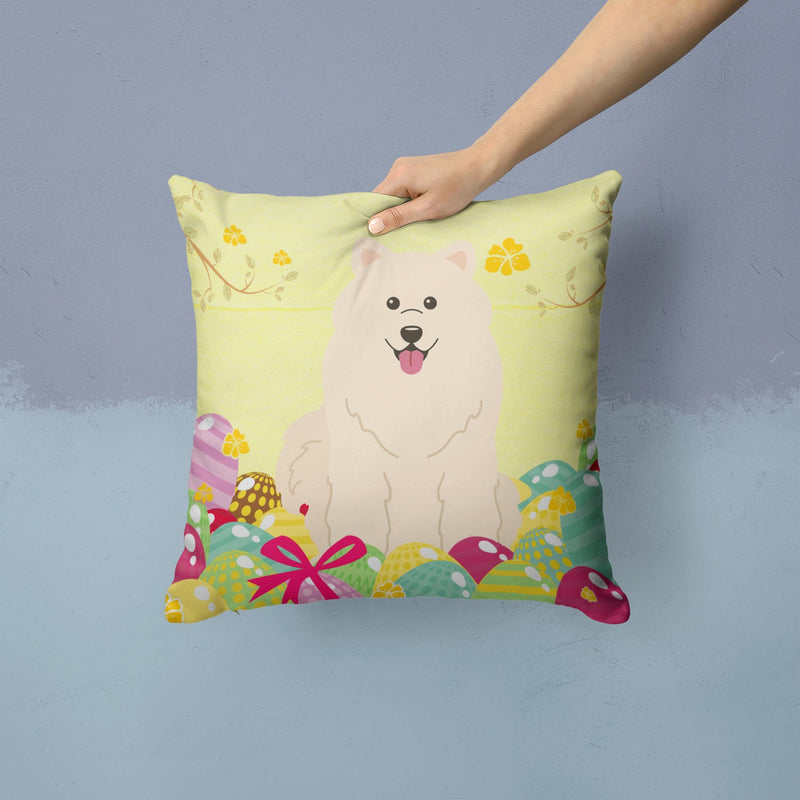 Easter Eggs Samoyed Fabric Decorative Pillow BB6030PW1414