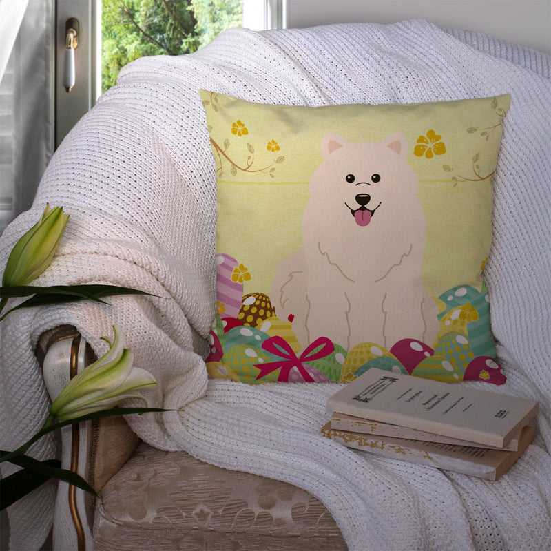 Easter Eggs Samoyed Fabric Decorative Pillow BB6030PW1414