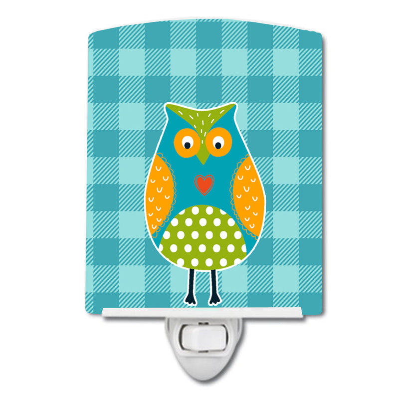 Owl on Blue Plaid Ceramic Night Light BB6755CNL