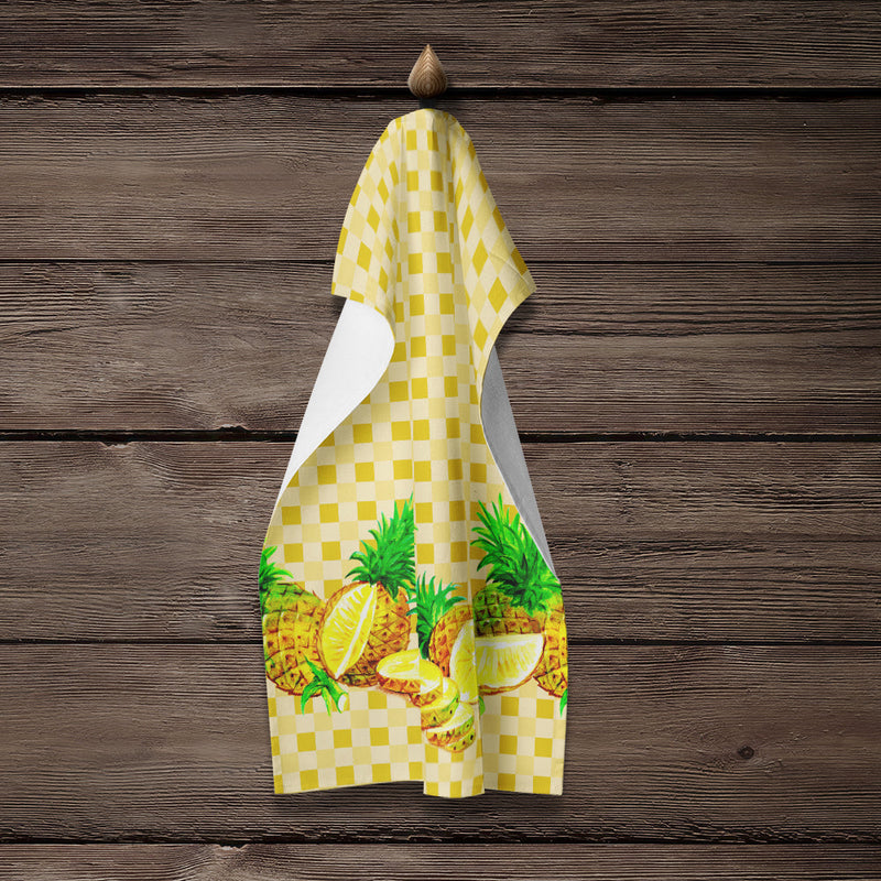 Pineapples on Basketweave Kitchen Towel BB7180KTWL