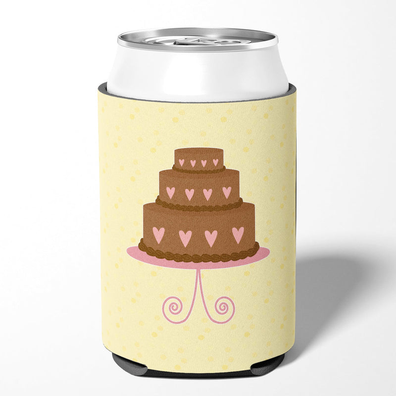 3 Tier Heart Chocolate Cake on Yellow Can or Bottle Hugger BB7288CC