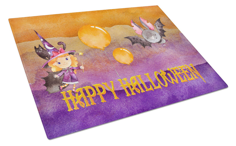 Halloween Little Witch and Bat Glass Cutting Board Large BB7458LCB