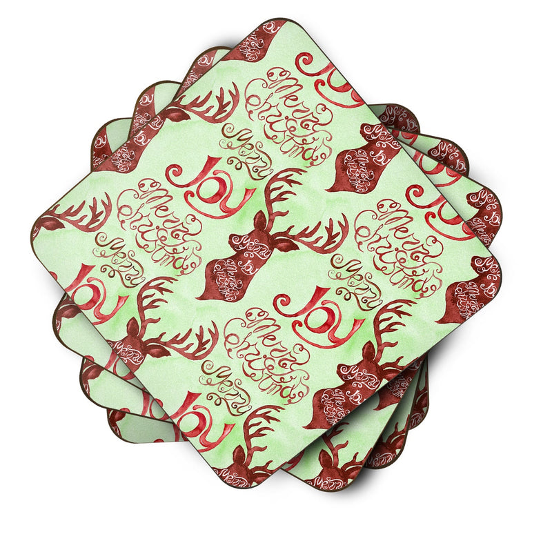 Merry Christmas Joy Reindeer Foam Coaster Set of 4 BB7488FC