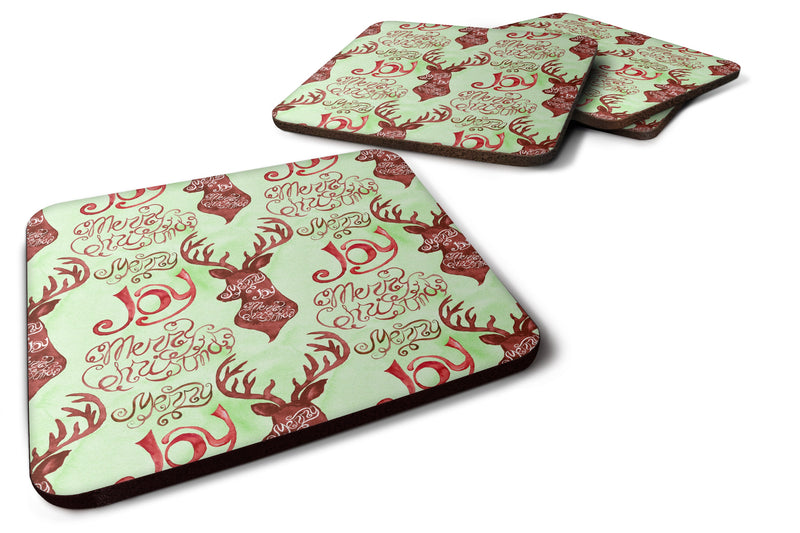 Merry Christmas Joy Reindeer Foam Coaster Set of 4 BB7488FC