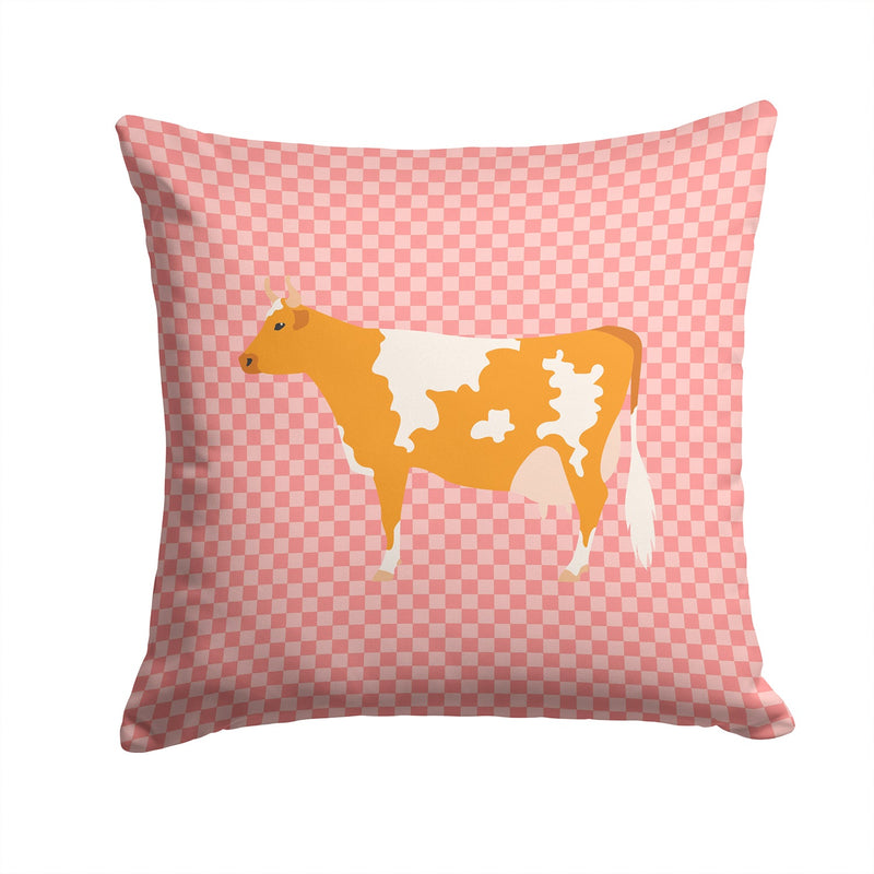 Guernsey Cow Pink Check Fabric Decorative Pillow BB7821PW1414