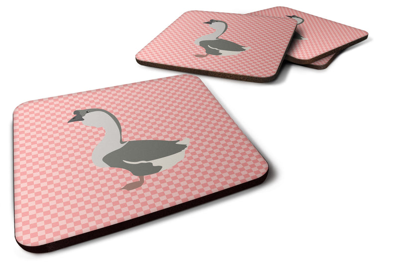 African Goose Pink Check Foam Coaster Set of 4 BB7899FC