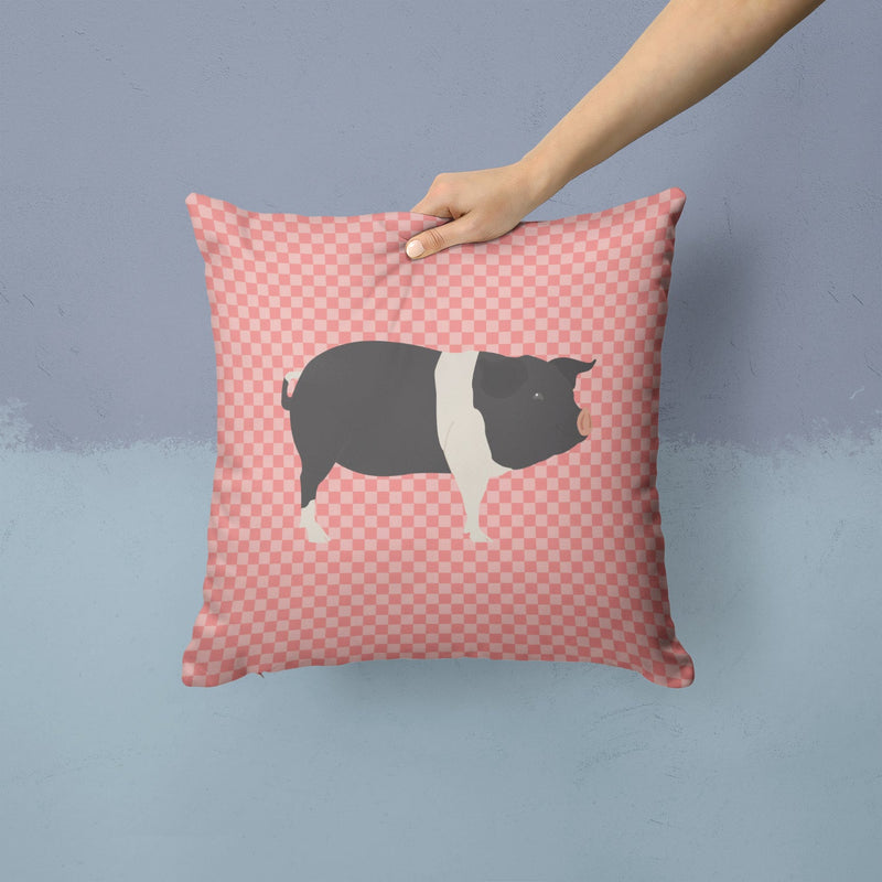 Hampshire Pig Pink Check Fabric Decorative Pillow BB7939PW1414