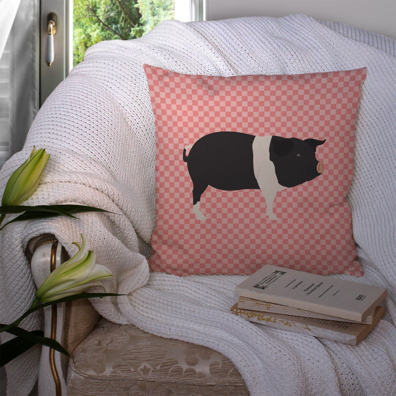 Hampshire Pig Pink Check Fabric Decorative Pillow BB7939PW1414