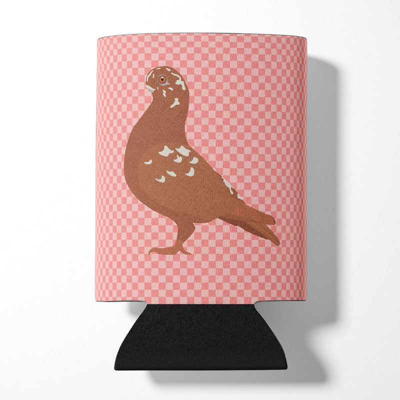 African Owl Pigeon Pink Check Can or Bottle Hugger BB7953CC