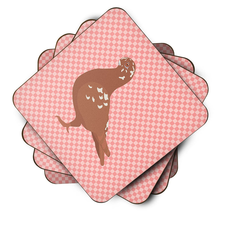 African Owl Pigeon Pink Check Foam Coaster Set of 4 BB7953FC