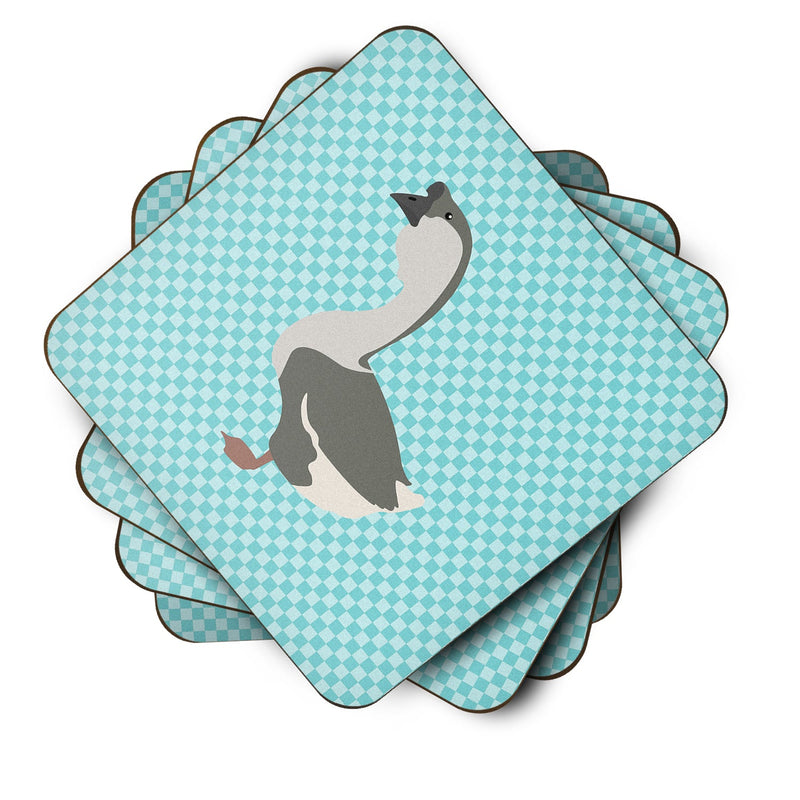 African Goose Blue Check Foam Coaster Set of 4 BB8073FC