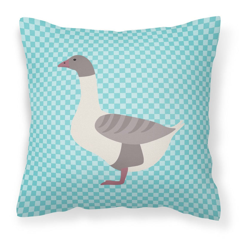 Buff Grey Back Goose Blue Check Fabric Decorative Pillow BB8075PW1818