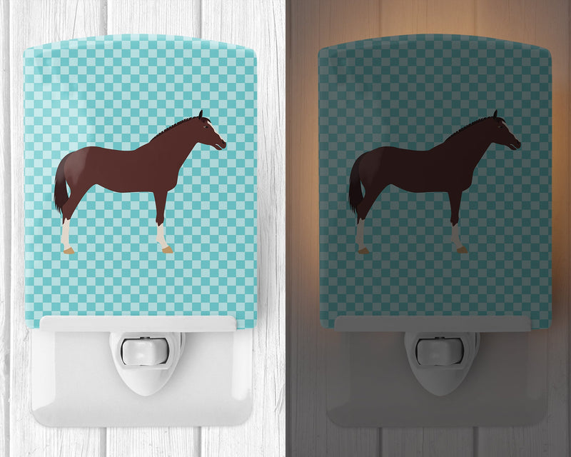 English Thoroughbred Horse Blue Check Ceramic Night Light BB8087CNL