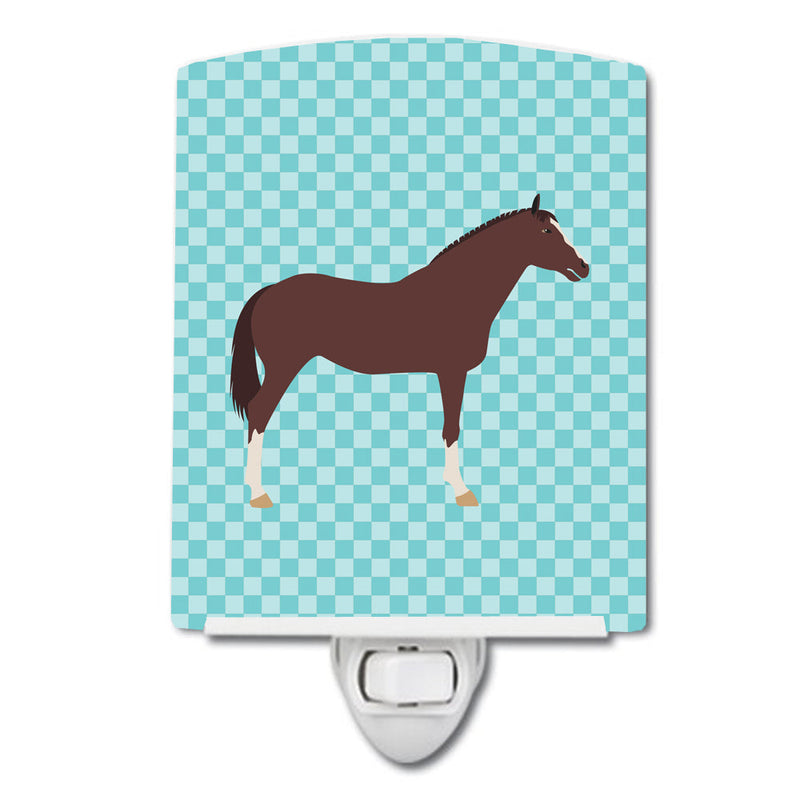 English Thoroughbred Horse Blue Check Ceramic Night Light BB8087CNL