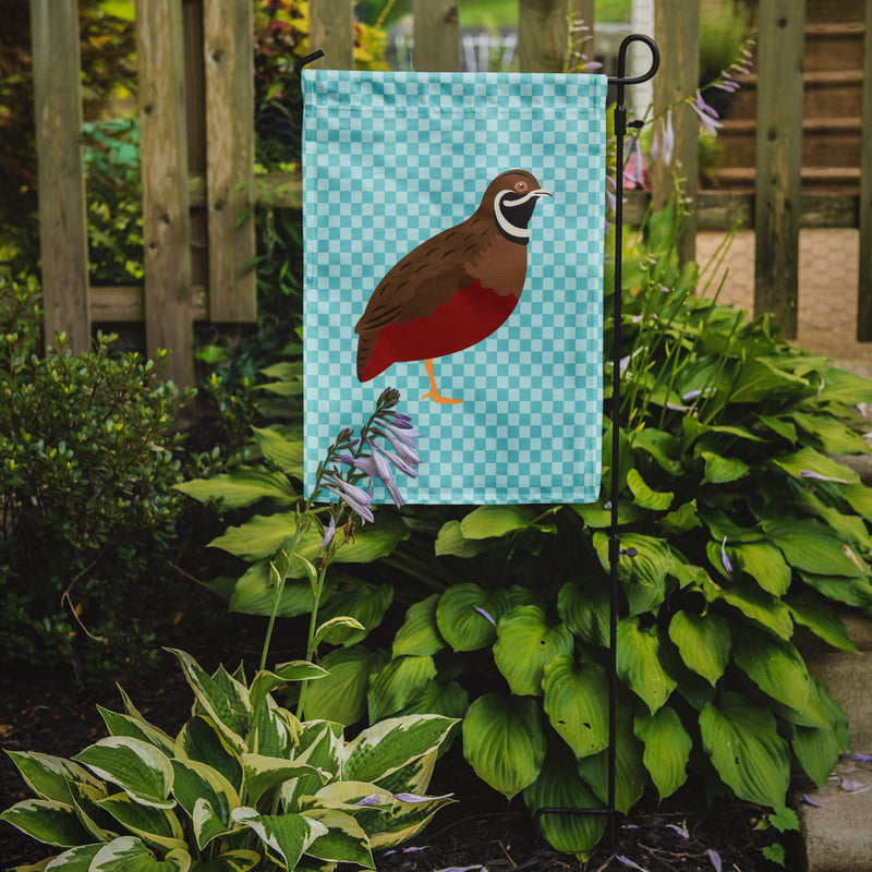 Chinese Painted or King Quail Blue Check Flag Garden Size