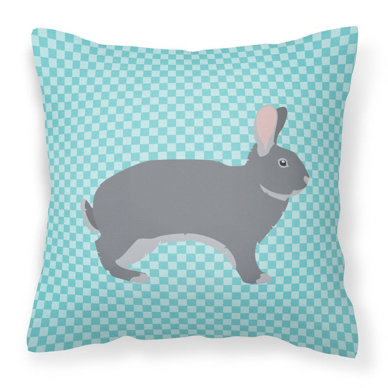 Giant Chinchilla Rabbit Blue Check Fabric Decorative Pillow BB8140PW1818