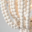 Seguis 3-Light Weathered White Chandelier with Wood Beads