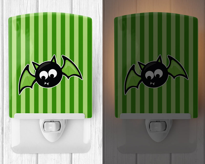 Halloween Bat Green Stripes Ceramic Night Light BB9110CNL