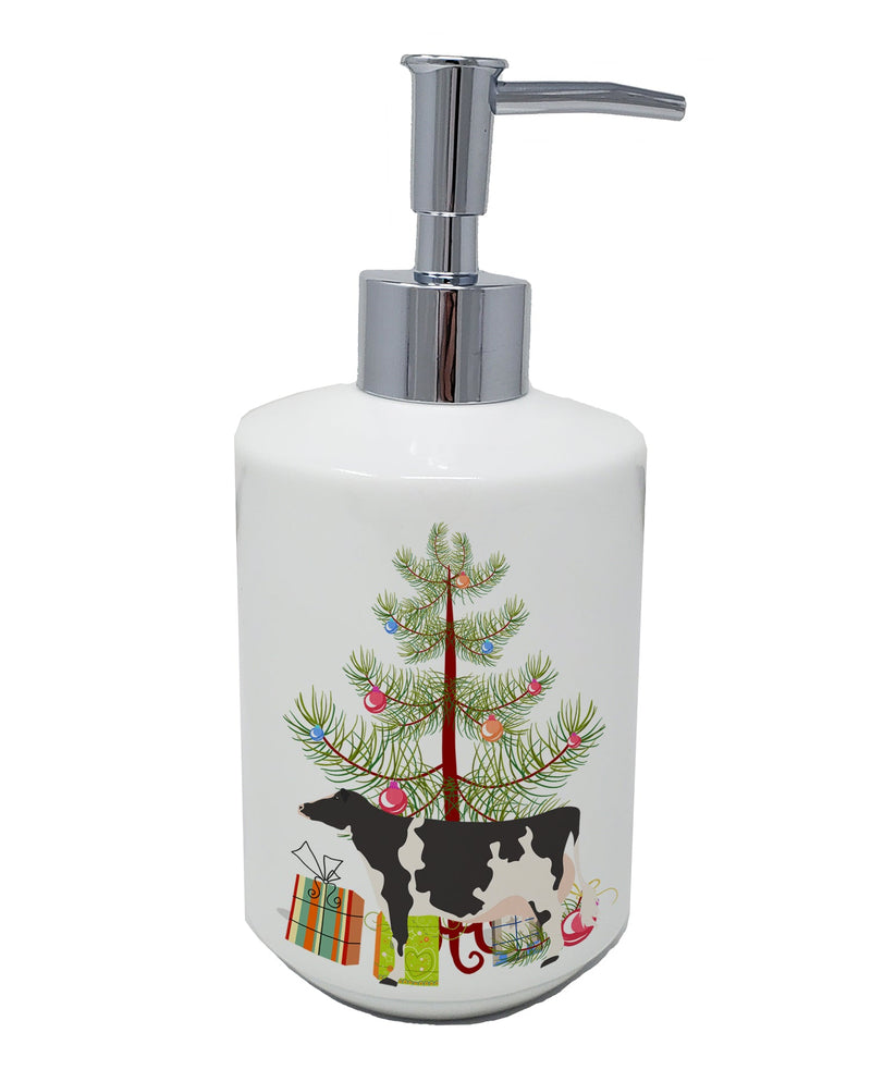 Holstein Cow Christmas Ceramic Soap Dispenser