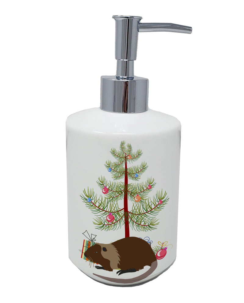 Coypu Nutria River Rat Christmas Ceramic Soap Dispenser