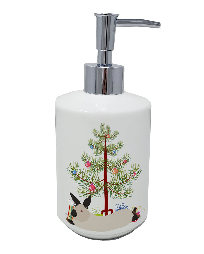 California White Rabbit Christmas Ceramic Soap Dispenser