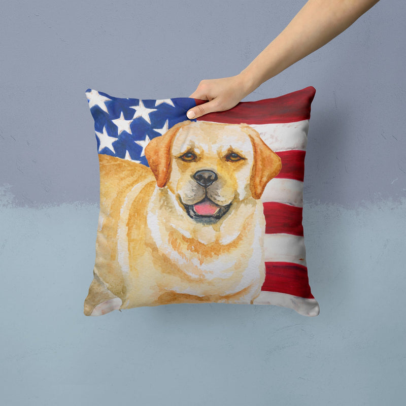 Golden Retriever Patriotic Fabric Decorative Pillow BB9664PW1414