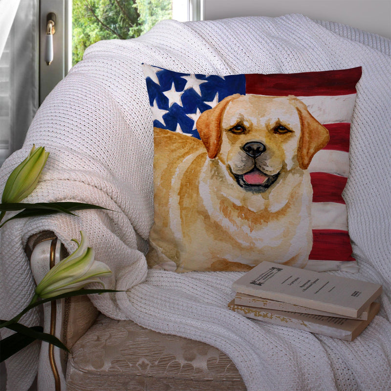 Golden Retriever Patriotic Fabric Decorative Pillow BB9664PW1414