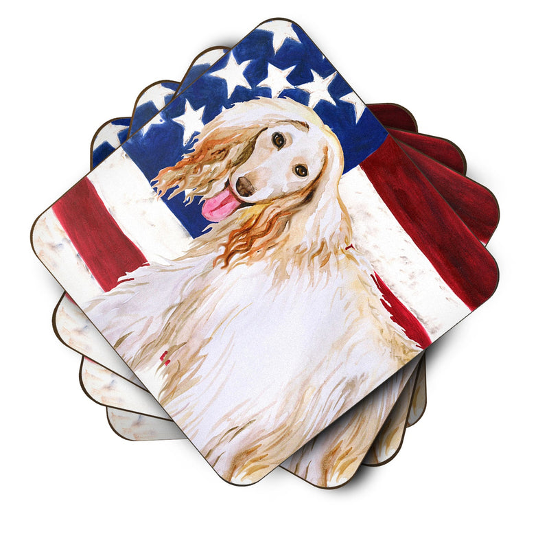 Afghan Hound Patriotic Foam Coaster Set of 4 BB9702FC